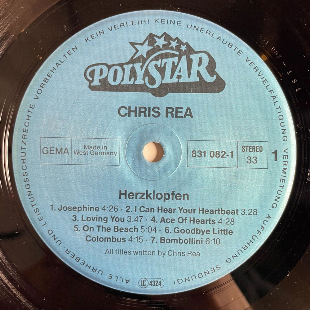 Винтажная виниловая пластинка LP Chris Rea Herzklopfen (Germnay 1986)