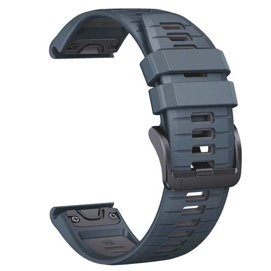 Ремешок двухцветный QuickFit 26 мм для Garmin Fenix 7x/6x/5x/5x plus/3, Descent, Tactix, Enduro, D2, Instinct 2X силиконовый (Синий гранит/Темно-серый)