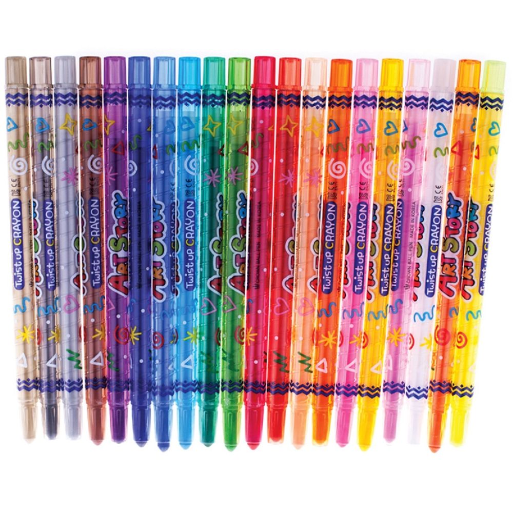 Мелки восковые 20цв. Crown ArtStory, круглые, выкручивающийся стержень, ПВХ