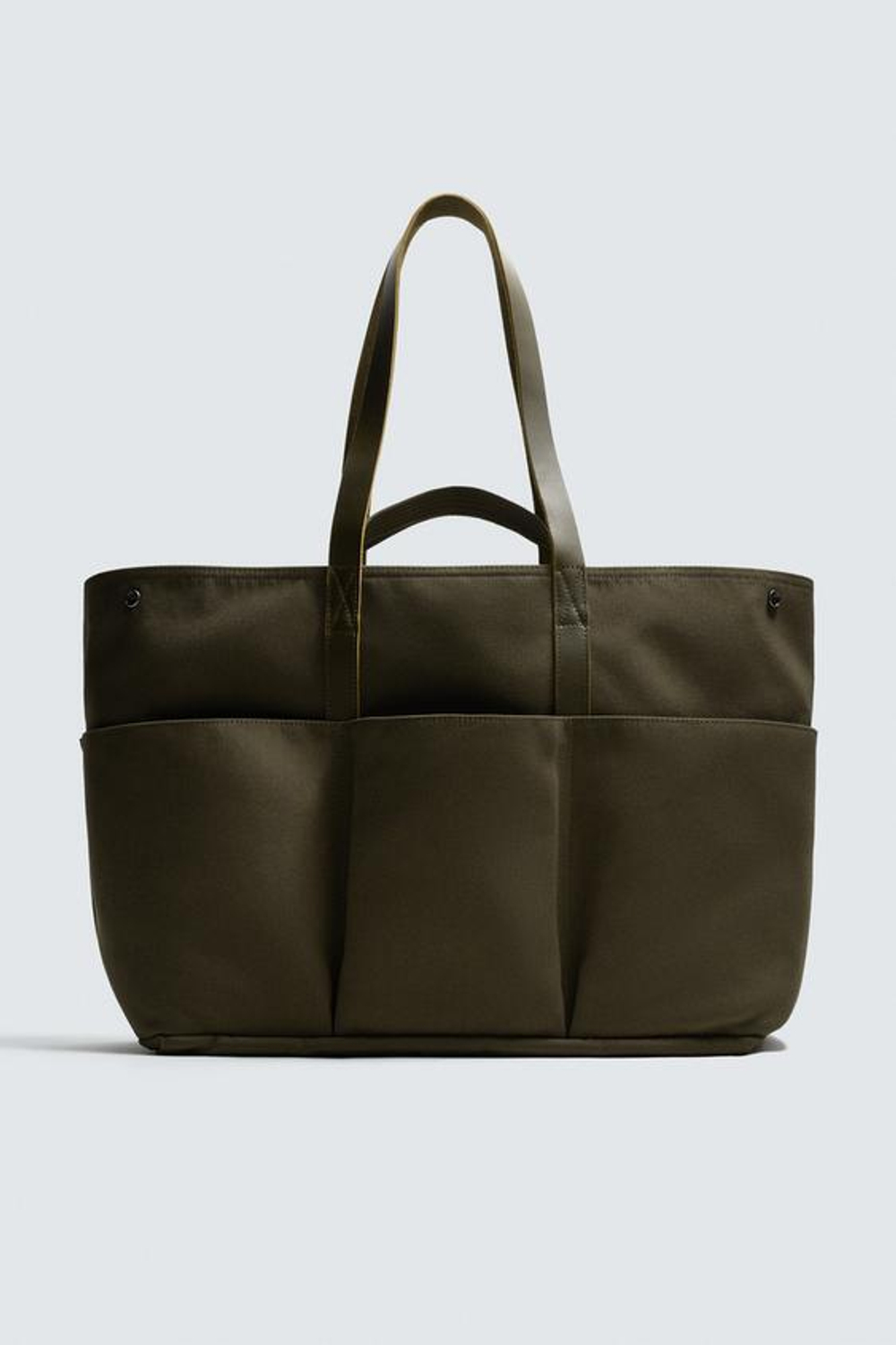 ZARA X AARON LEVINE ШОПЕР С КОЖАНЫМИ ДЕТАЛЯМИ, ЗЕЛЕНЫЙ ХАКИ