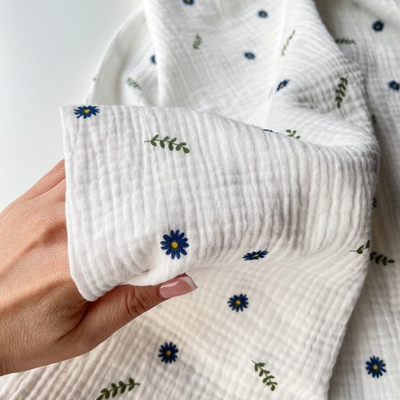 Муслин Синие ромашки