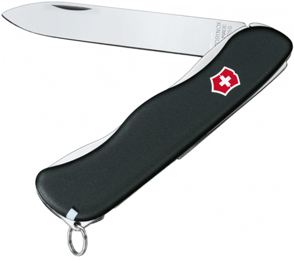 Нож Victorinox Sentinel, 111 мм, 4 функции, с фиксатором лезвия, черный