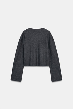 ZARА КАРДИГАН В РУБЧИК С ЦВЕТАМИ, СЕРЫЙ