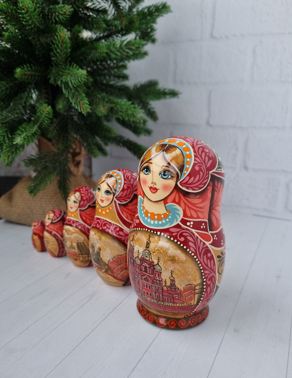 Матрешка Виды города 12см 5 мест