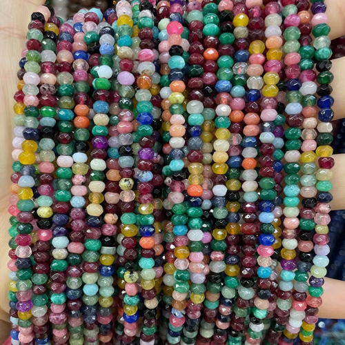 Агат бусины граненые Кукуруза 4х3 мм, на нитке 35 см, цвет: Микс