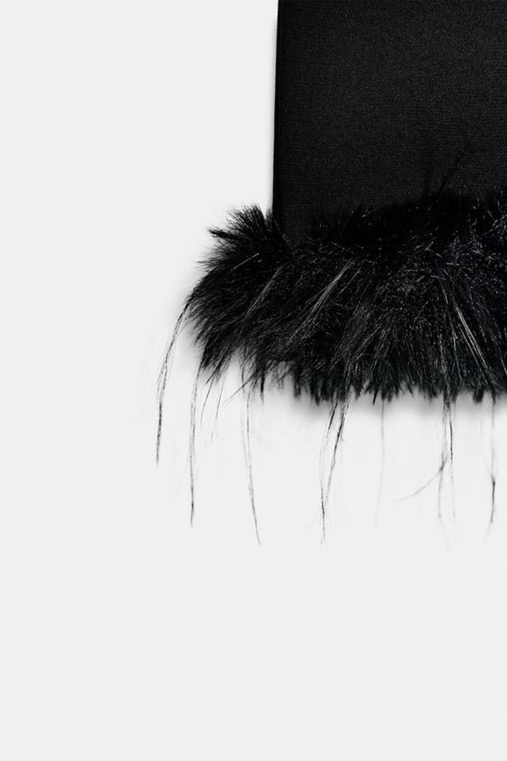 ZARA БРЮКИ FLARE С ОТДЕЛКОЙ ИЗ ИСКУССТВЕННОГО МЕХА, ЧЕРНЫЙ