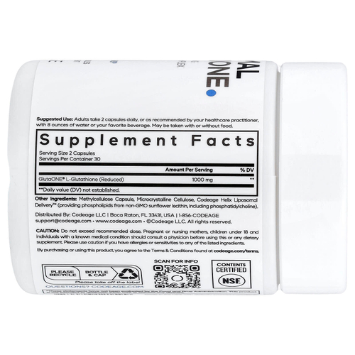 Codeage, липосомальный глутатион, 60 растительных капсул