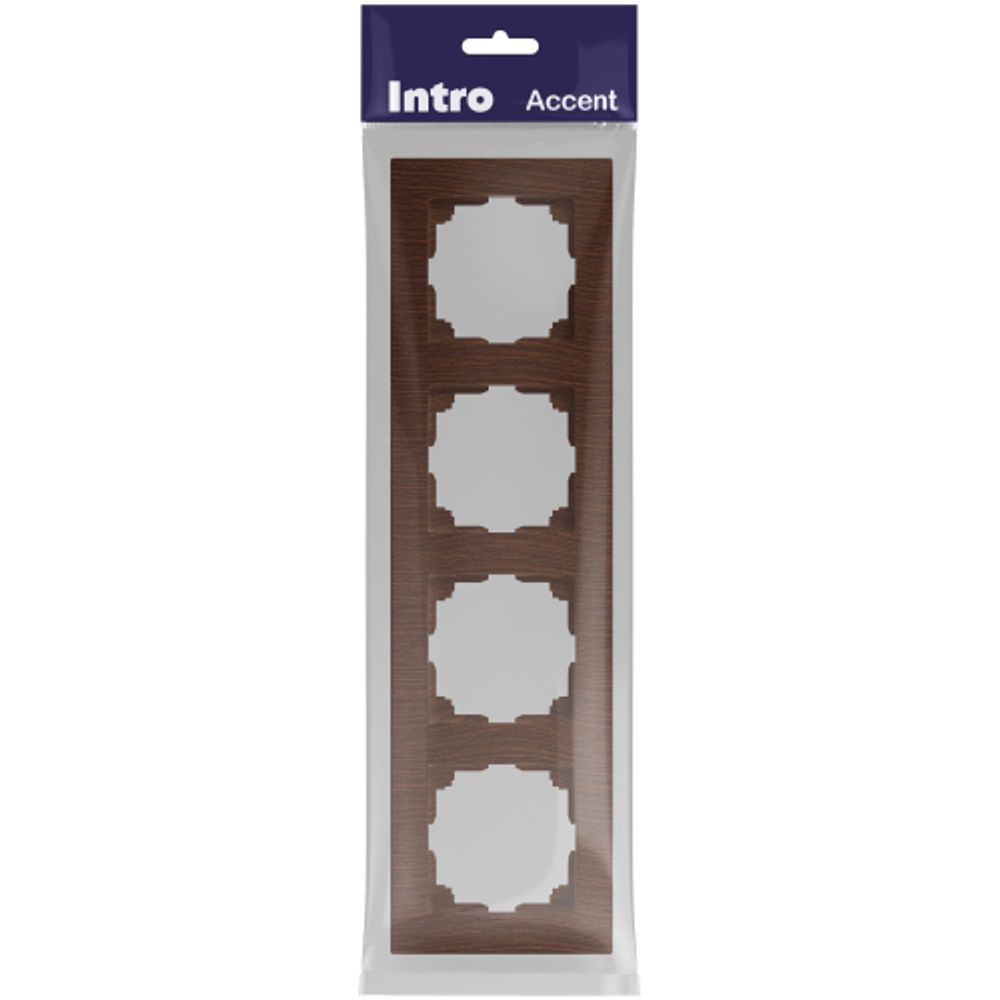 Рамка для розеток и выключателей Intro Accent 6-504-10 на 4 поста, СУ, венге