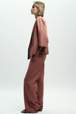 ZARA ПРЯМЫЕ БРЮКИ С ЭЛАСТИЧНЫМ ПОЯСОМ, МАРСАЛА