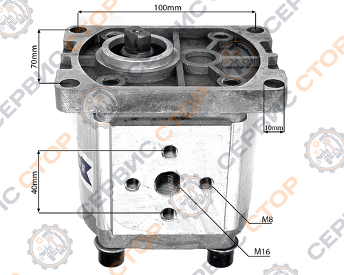 Гидравлический насос (шестеренчатый) CBT-F314 правого вращения, привод плоская, выход 90°