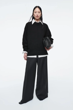 COS КАШЕМИРОВЫЙ СВИТЕР ГРУБОЙ ВЯЗКИ, ЧЕРНЫЙ