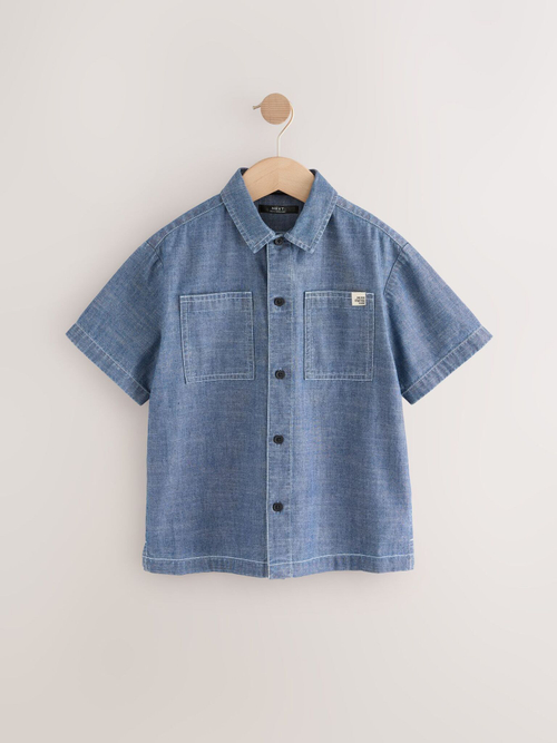 Рубашка с коротким рукавом для мальчика Next AB7-074, Синий