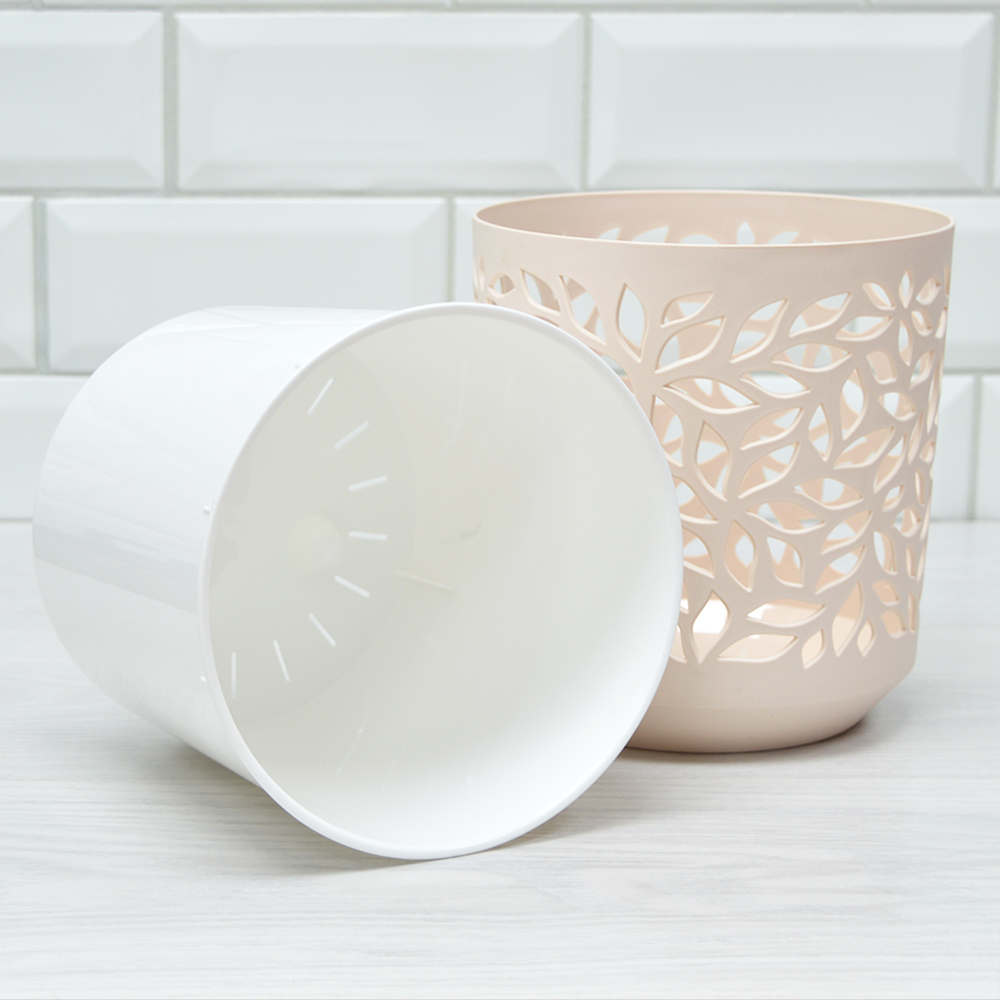 Кашпо Leaves 2,5л, пудра/белый