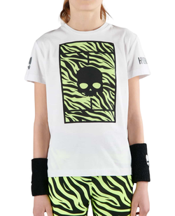 Футболка для мальчика теннисная Hydrogen Tennis Court Cotton T-Shirt - white/yellow fluo