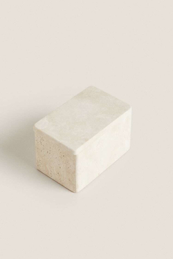 ZARA HOME СВЕЧА В ПРЯМОУГОЛЬНОМ МРАМОРНОМ КОНТЕЙНЕРЕ, БЕЖЕВЫЙ