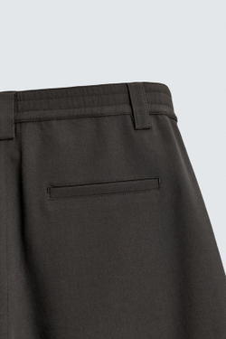 ZARA ШОРТЫ RELAXED FIT С БОКОВЫМИ СКЛАДКАМИ, ШОКОЛАДНЫЙ