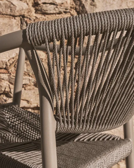 Уличный стул Livadia из алюминия цвета таупе и веревки