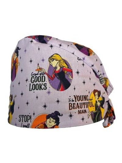 Шапочка медицинская, принт "Ведьмы",  фиолетовый