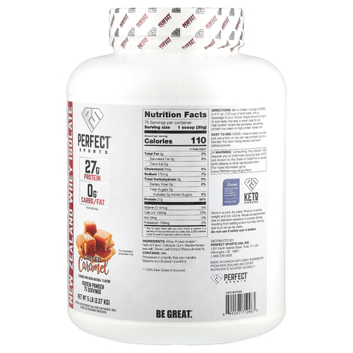 PERFECT Sports, Diesel®, изолят сыворотки из Новой Зеландии, соленая карамель, 2,27 кг (5 фунтов)