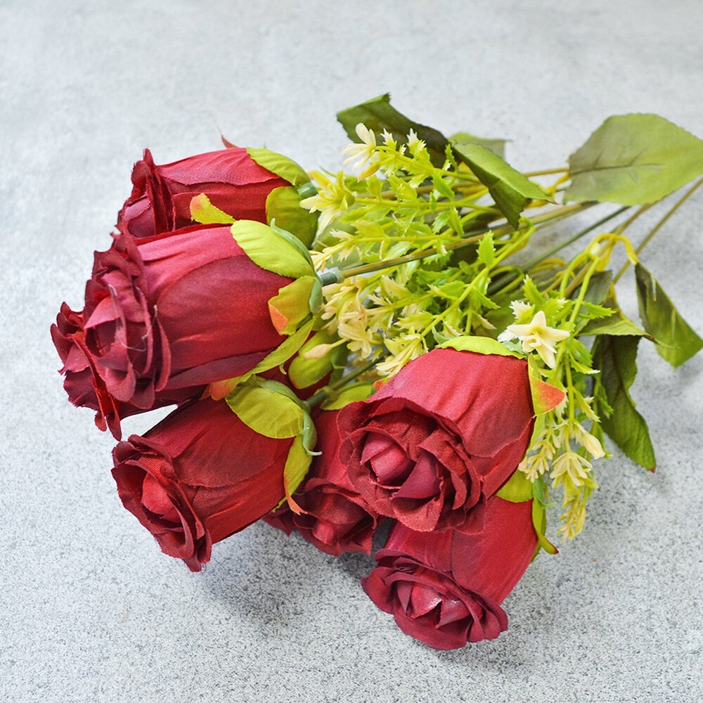 Цветы искусственные "Розы", цвет бордовый