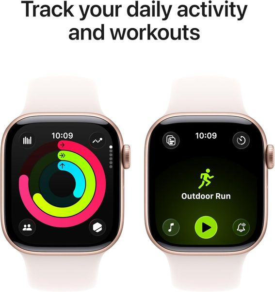 Умные часы Apple Watch Series 11 42 мм из алюминия цвета «розовое золото», спортивный ремешок цвета «румянец» (S/M)