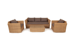 "Капучино" лаунж-зона из искусственного ротанга, цвет соломенный