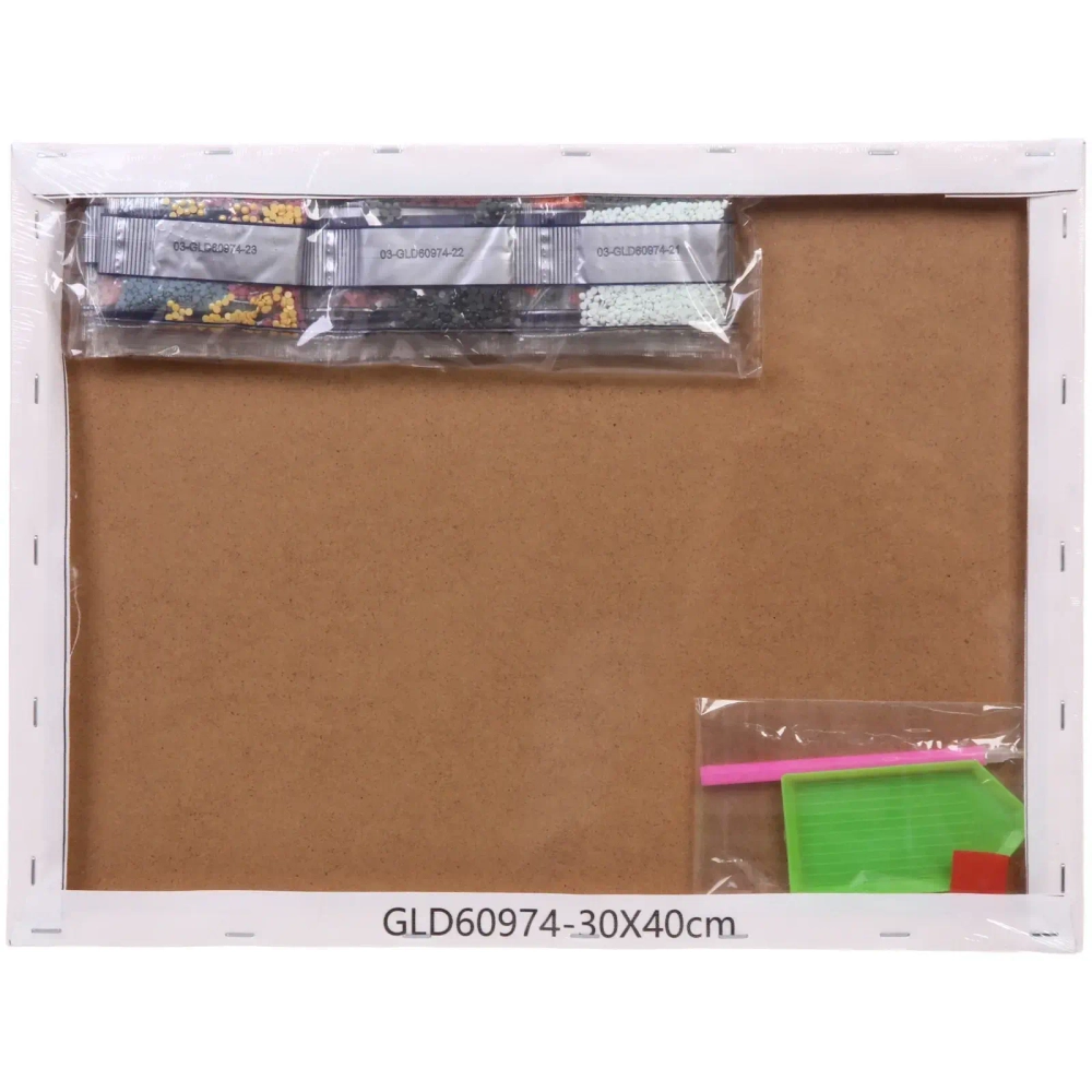 Алмазная мозаика на подрамнике с полным заполнением «МИР ЯРКИХ КРАСОК», кошка Марта, 30*40см