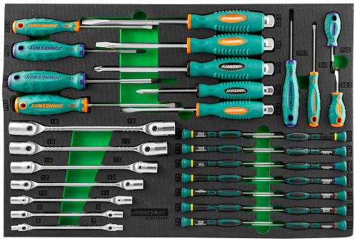 D737134SV Набор стержневых отверток и ключей гаечных карданных в EVA ложементе 560х400 мм, 34 предмета