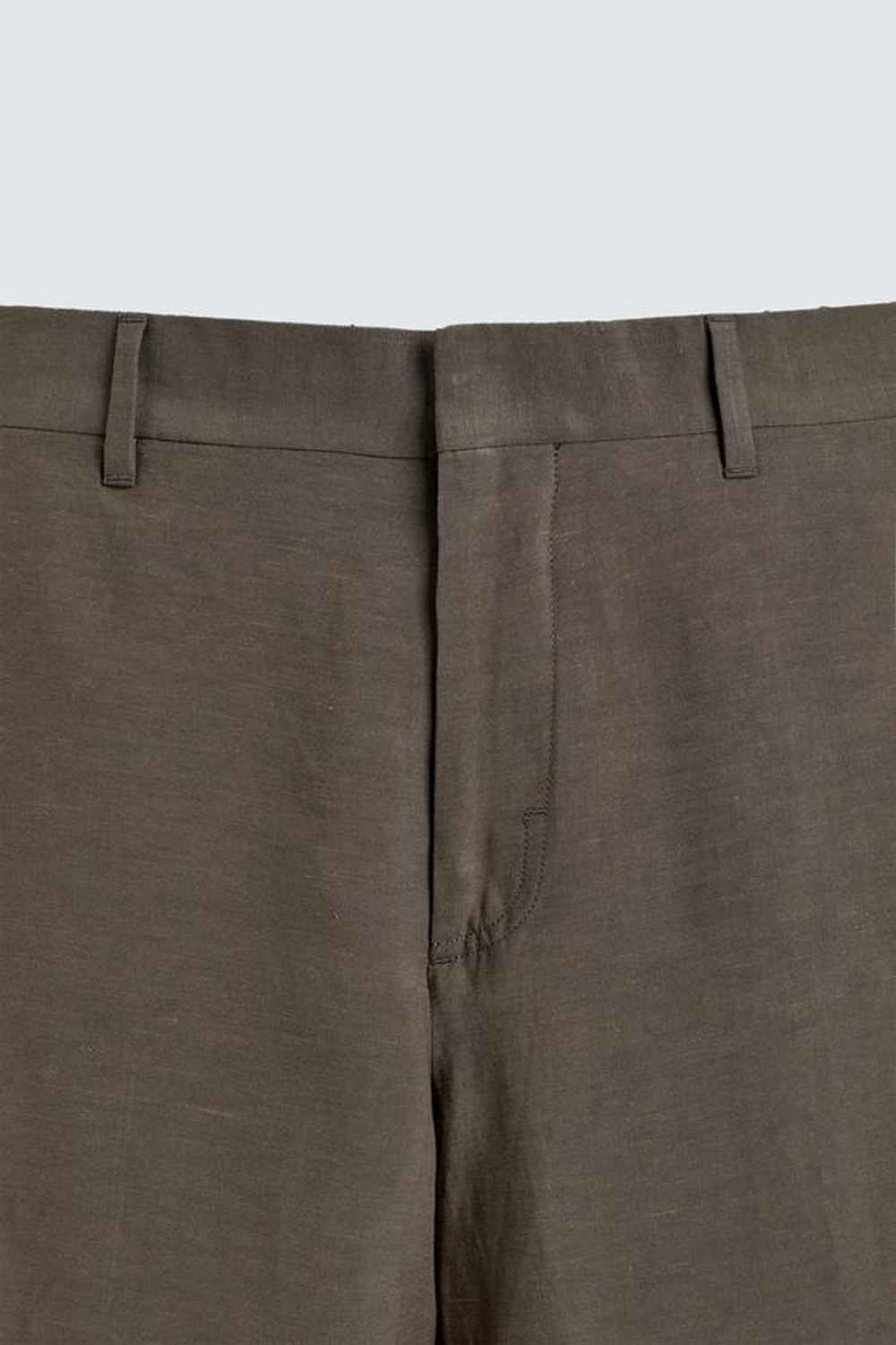 ZARA КОСТЮМНЫЕ БРЮКИ FLARE ИЗ ВИСКОЗЫ И ЛЬНА, СЕРО-КОРИЧНЕВЫЙ