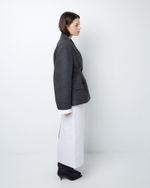 Жакет двубортный с дополнительными петлями из тонкой шерсти елочка серый