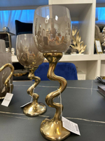 Подсвечник Garda Decor 69-22686 настольный, металл, стекло, цвет золото, 35 см.