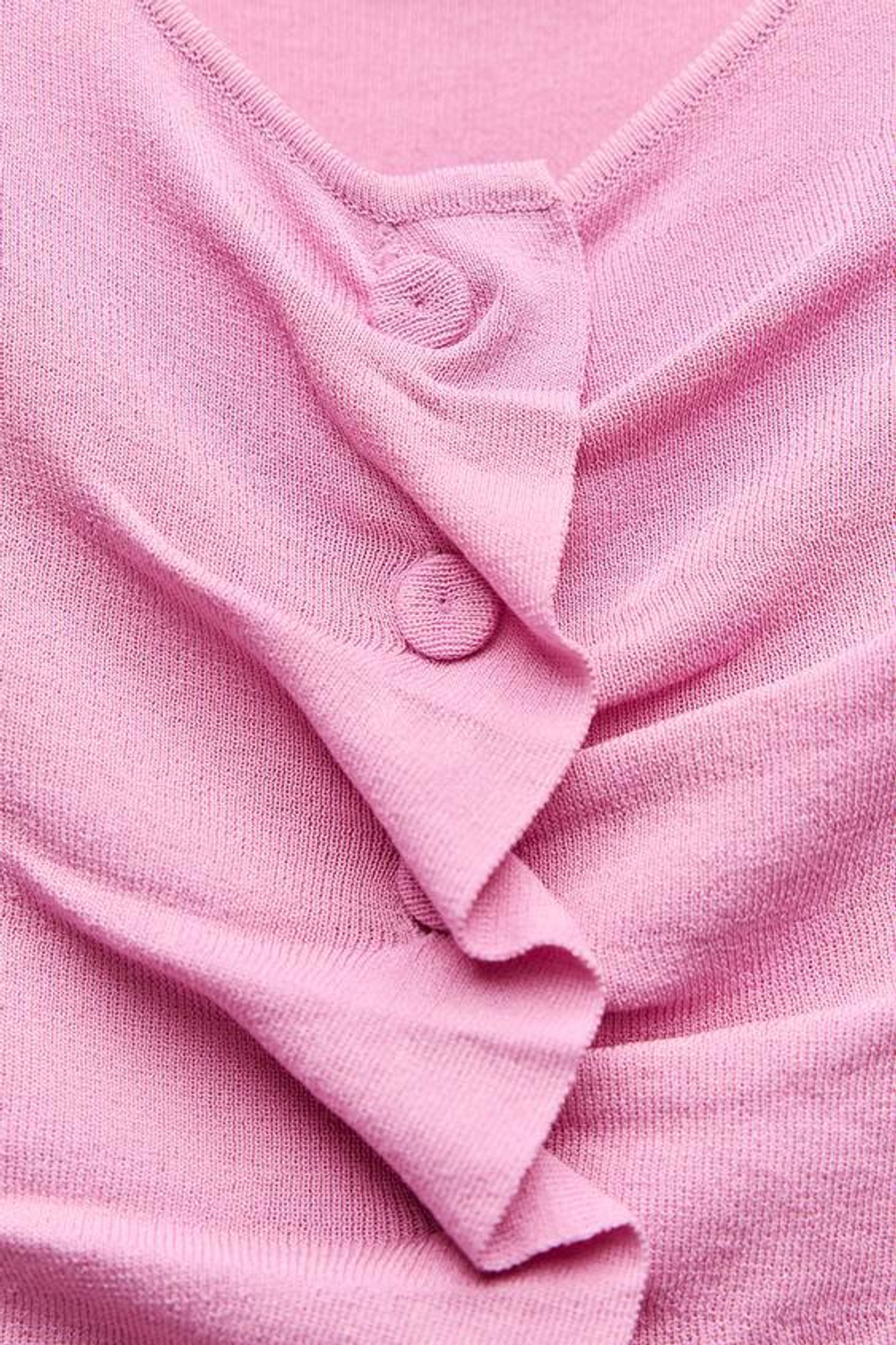 ZARA ТРИКОТАЖНЫЙ ТОП СО СБОРКАМИ, РОЗОВЫЙ