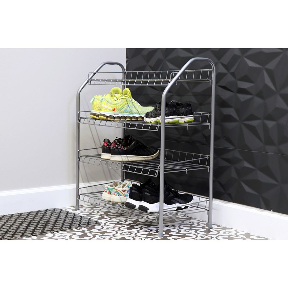 Полка для обуви, мет-л, 4 секц, 66х28х70 см, разборная, сер, Nika, ЭТ1/С