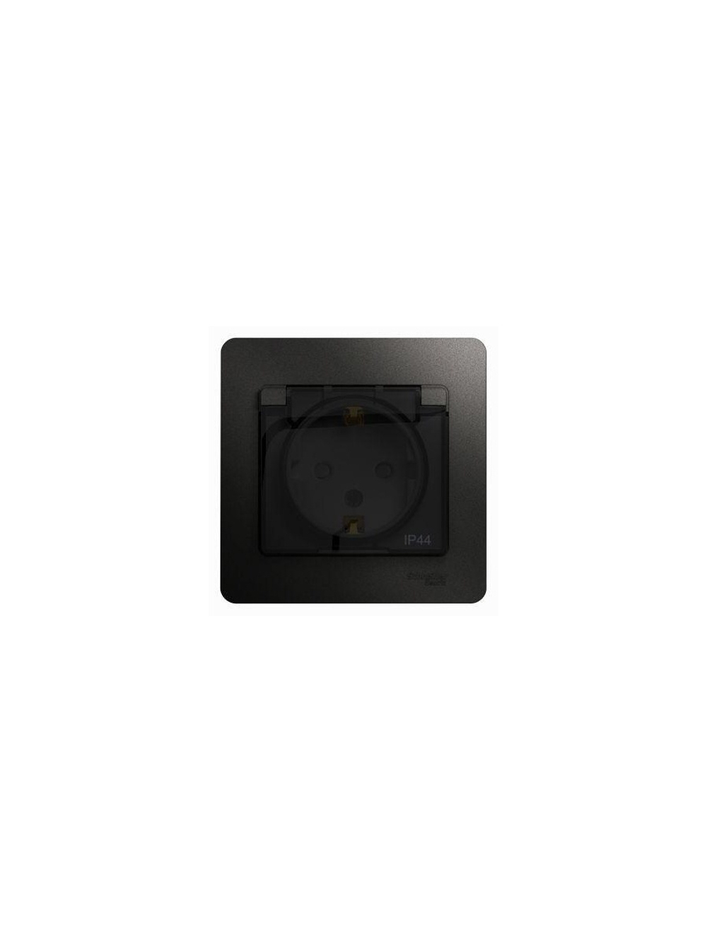 Розетка 1-м СП 1мод. Glossa 16А IP44 с заземл. защ. шторки с крышкой в сборе антрацит SE GSL000748