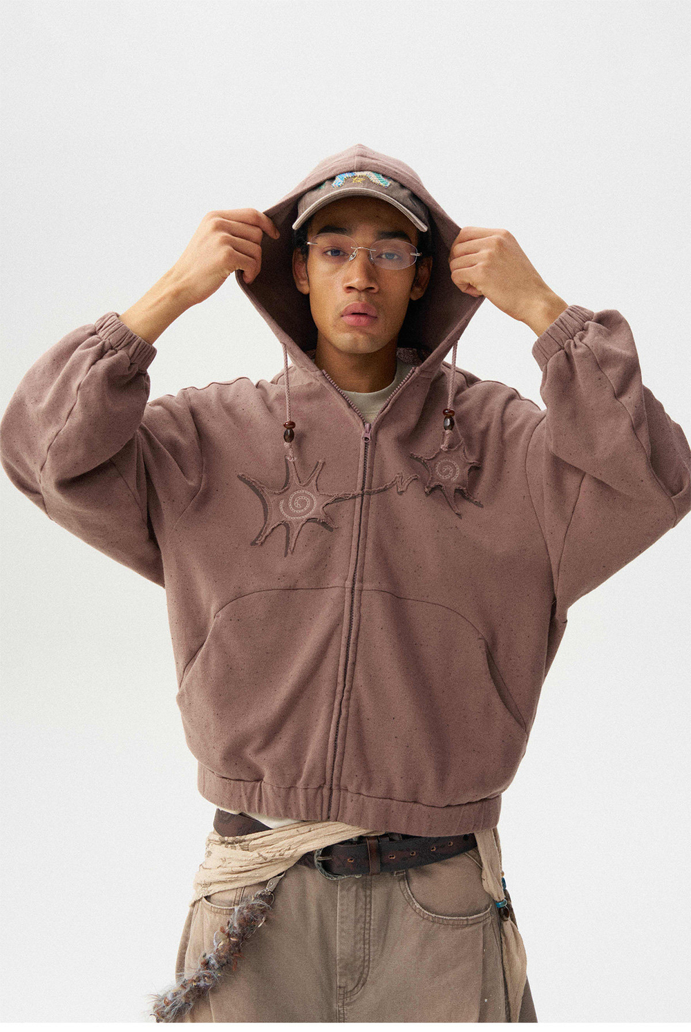 Худи Nothomme Monterest vintage variegated textured curved silhouette hooded