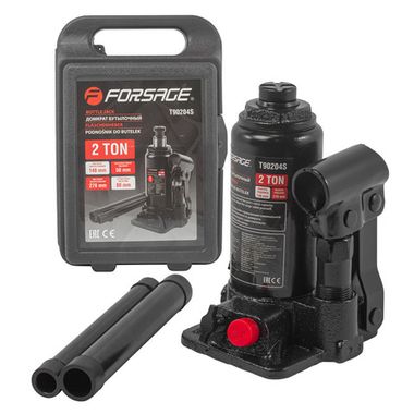 Домкрат бутылочный с клапаном 2т(h min 148мм, h max 278мм, ход штока - 80мм, ход винта-50мм) в кейсе Forsage F-T90204-S(DS)