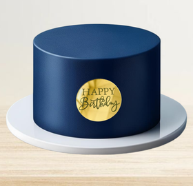 Украшение круглое «Happy Birthday» золото №2, 1 шт.