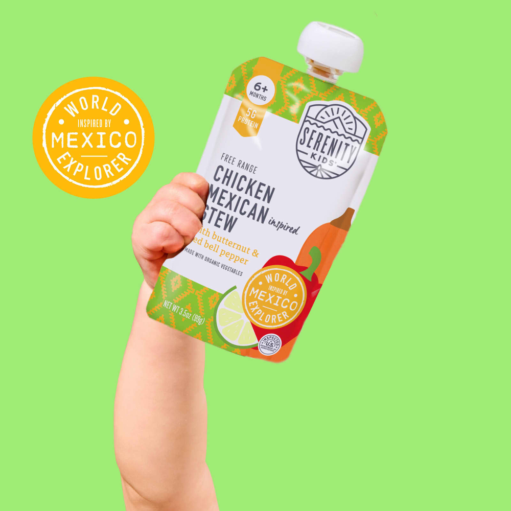 Serenity Kids, рагу по-мексикански с курицей, выращенной в естественных условиях, с мускатным орехом и красным болгарским перцем, для детей от 6 месяцев, 99 г (3,5 унции)