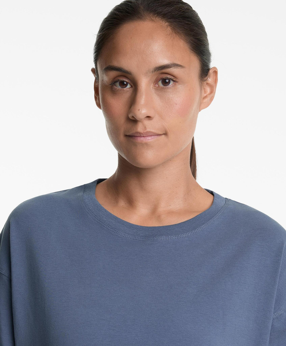 Oysho Футболка из смесового хлопка, стальной синий