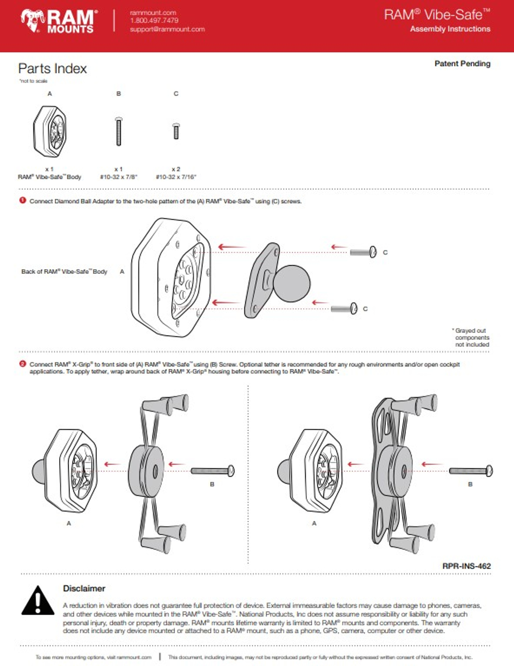 Крепление для смартфона RAM MOUNTS X-Grip Large с технологией Vibe-Safe и основанием под бачок тормоза/сцепления