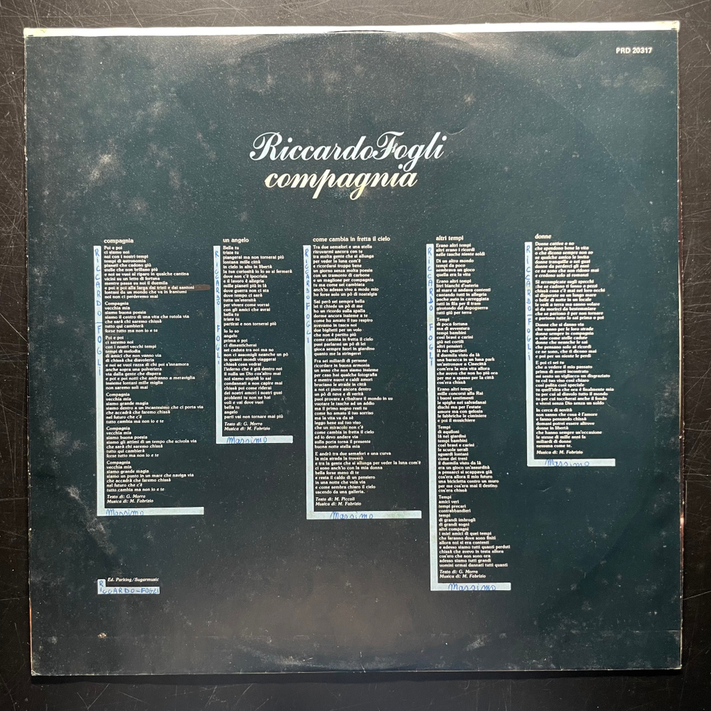 Riccardo Fogli ‎– Compagnia (Италия 1982г.)