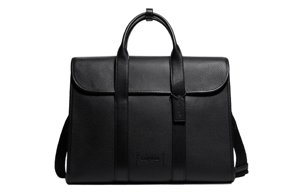 COACH Gotham Pebbled Leather With Refined Calfskin Computer Briefcase Large Men"s Black