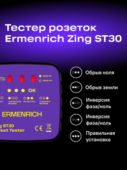 Тестер розеток Ermenrich Zing ST30