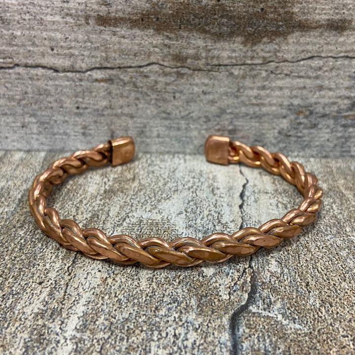 Браслет Медный плетенка разъемный узкий