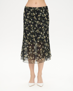 Юбка двухслойная миди из принтованного шифона