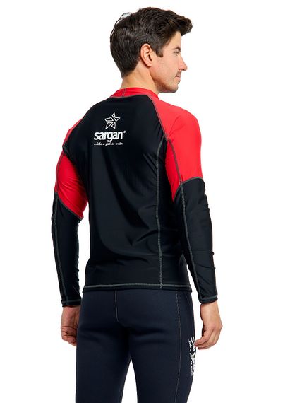 Футболка рашгард лонгслив Sargan Агидель UPF 50+ мужская черно-красная