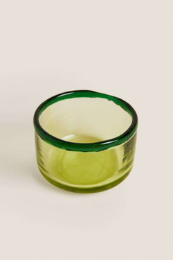 ZARA HOME СТЕКЛЯННАЯ ПИАЛА С КОНТРАСТНЫМИ ДЕТАЛЯМИ ПО КРАЯМ, ЗЕЛЕНЫЙ