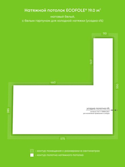 Натяжные потолки 19 м2, 11.2 м2