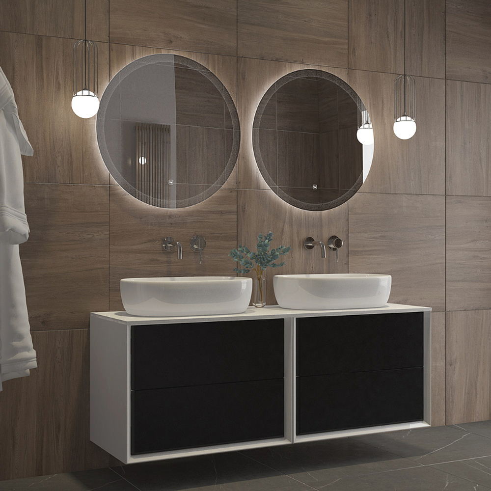 Зеркало Cezares Eco 90 CZR-SPC-ECO-900-LED-TCH с подсветкой с лазерной гравировкой и сенсорным выключателем