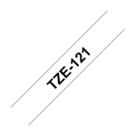 Brother TZE-121 кассета с лентой для печати наклеек, чёрный шрифт на прозрачной основе, 9мм*8м